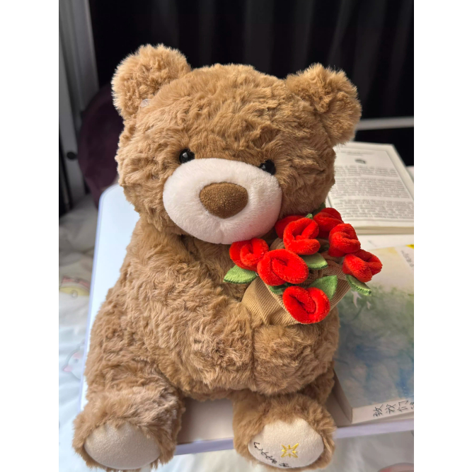 [VIẾT+TẶNG THIỆP] Gấu bông teddy đội mũ và ôm bó hoa dễ thương làm quà tặng sinh nhật,valentine cho bạn gái,người yêu