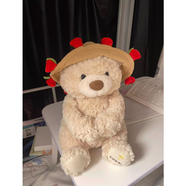 Gấu bông đội mũ ôm bó hoa hồng đáng yêu, Teddy lông xù cao cấp làm quà tặng sinh nhật, valentine cho bạn gái,người yêu