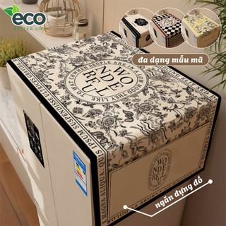 Tấm Phủ Tủ Lạnh, Máy Giặt Chống Bụi Có Ngăn Để Đồ, Khăn Che Tủ Lạnh Vải Cotton Chống Thấm Nước