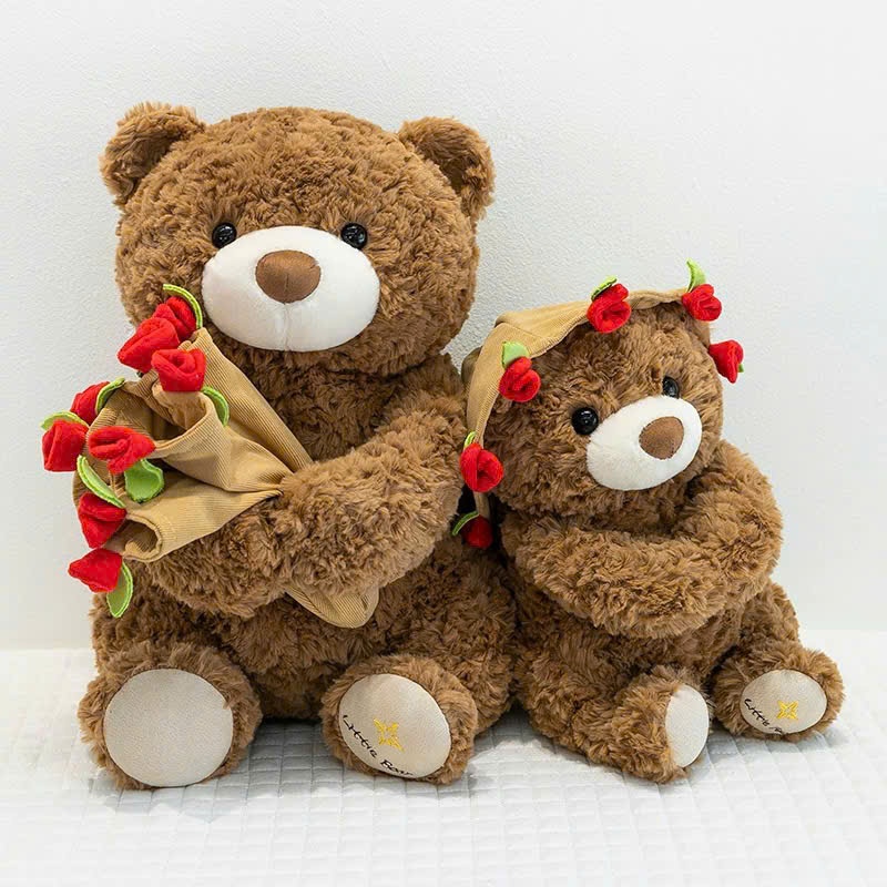 [VIẾT+TẶNG THIỆP] Gấu bông teddy đội mũ và ôm bó hoa dễ thương làm quà tặng sinh nhật,valentine cho bạn gái,người yêu