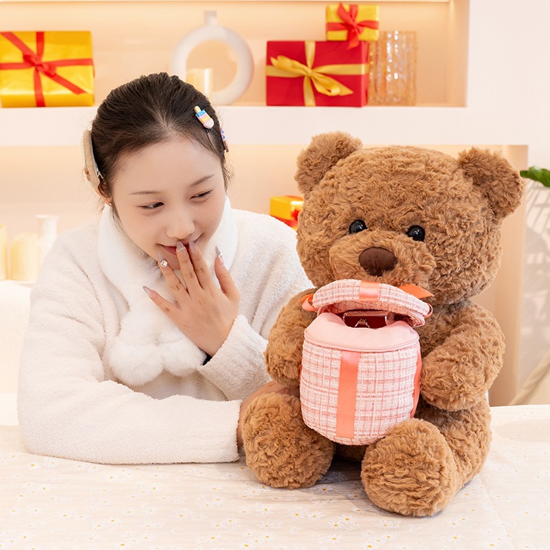 [ Tặng+Viết Thiệp ] Gấu bông teddy ôm bó hoa hồng có ngăn để đồ làm quà tặng sinh nhật, valentine cho bạn gái,người yêu