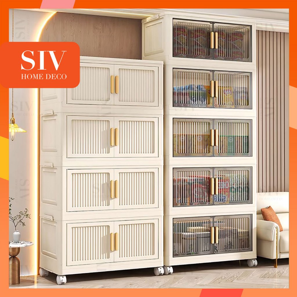 80CM SIV Tủ Nhựa Đựng 3/4/5/6tầng-Trong suốt làm dày công suất lớn tủ bếp Đa Năng