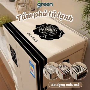 Tấm Phủ Tủ Lạnh Chống Bụi Đa Năng, Khăn Che Tủ Lạnh Vải Cotton Có Ngăn Đựng Đồ Chống Thấm Nước