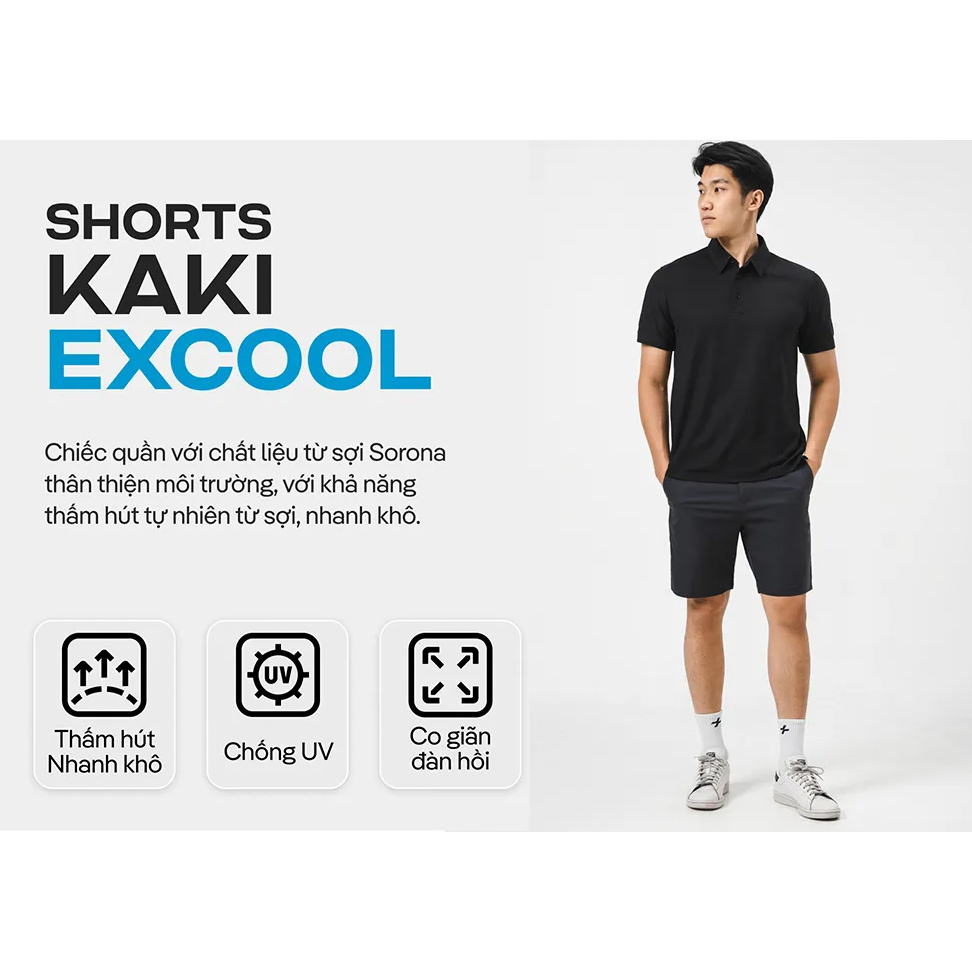 [TẶNG QUÀ ĐƠN 329K]Quần Shorts Nam Kaki Excool co giãn Coolmate