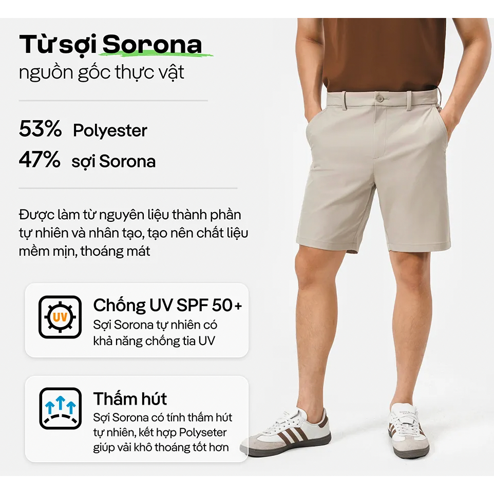[TẶNG QUÀ ĐƠN 329K]Quần Shorts Nam Kaki Excool co giãn Coolmate