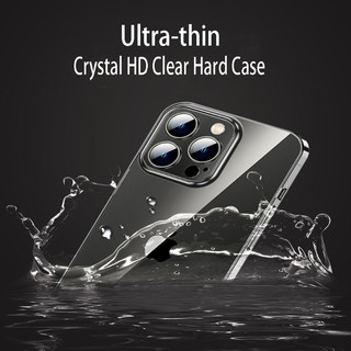 Ốp Lưng iPhone PC Cứng Trong Suốt Siêu Mỏng Bảo Vệ Camera Sang Trọng Crystal Clear Slim Cho iP 17 16 15 14 13 12 ProMax