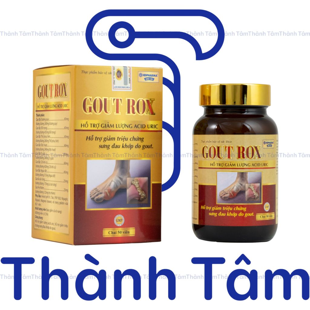 Viên uống GOUT ROX hỗ trợ giảm triệu chứng sưng đau khớp do gout, giảm lượng Acid Uric - Hộp 50 viên