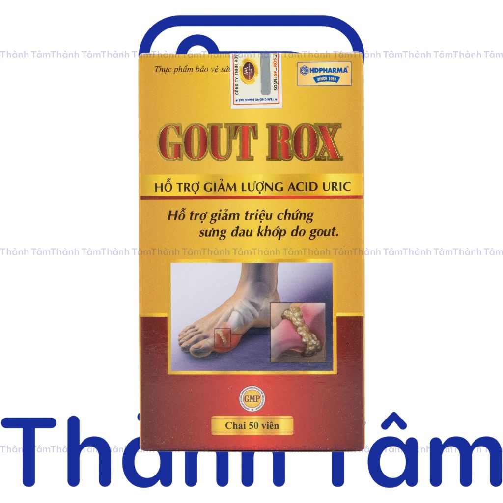 Viên uống GOUT ROX hỗ trợ giảm triệu chứng sưng đau khớp do gout, giảm lượng Acid Uric - Hộp 50 viên