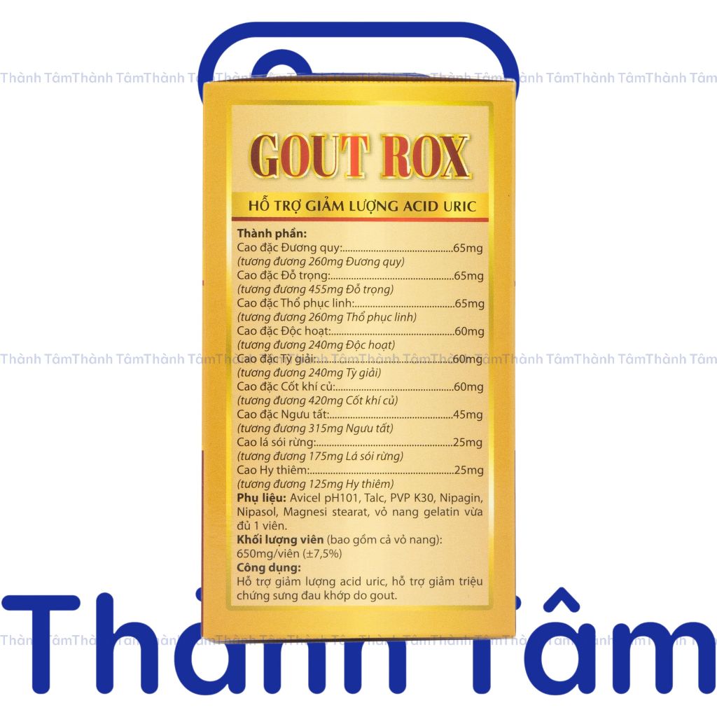 Viên uống GOUT ROX hỗ trợ giảm triệu chứng sưng đau khớp do gout, giảm lượng Acid Uric - Hộp 50 viên
