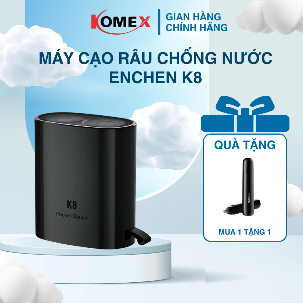 Máy Cạo Râu Enchen K8, Chống Nước, Đầu Cạo 2D, 18 Lưỡi Dao Tự Mài, Pin ...