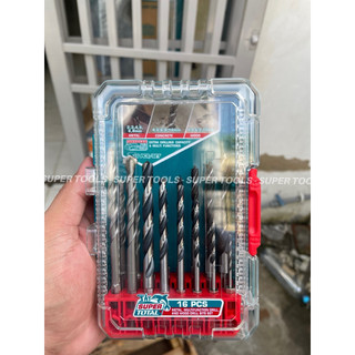 TOTAL Bộ 16 mũi khoan kim loại, bê tông và gỗ chui lục giác TACSDL11608
