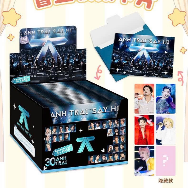 Blindpack thẻ mù ANH TRAI SAY HI - 1 pack 6 ảnh thẻ mù ngẫu nhiên của các anh trai (5 thẻ thường + 1 thẻ laser)