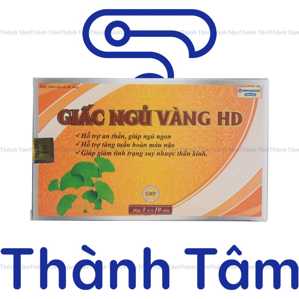 (Cam) Viên uống GIẤC NGỦ VÀNG HD CAM 30v hỗ trợ giấc ngủ, tăng tuần hoàn máu não
