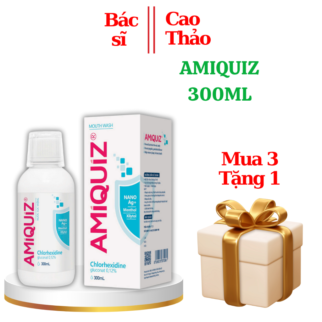 Amiquiz 300ml - Nước Súc Miệng Làm Sạch Răng, Miệng Và Lợi Cho Gia Đình