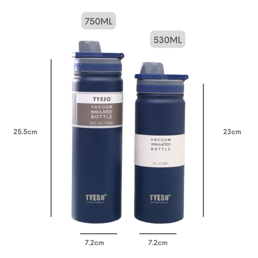 Bình nước giữ nhiệt khắc tên Tyeso Revive 600ml, inox 304 cao cấp, phong cách thể thao | TS-8706B