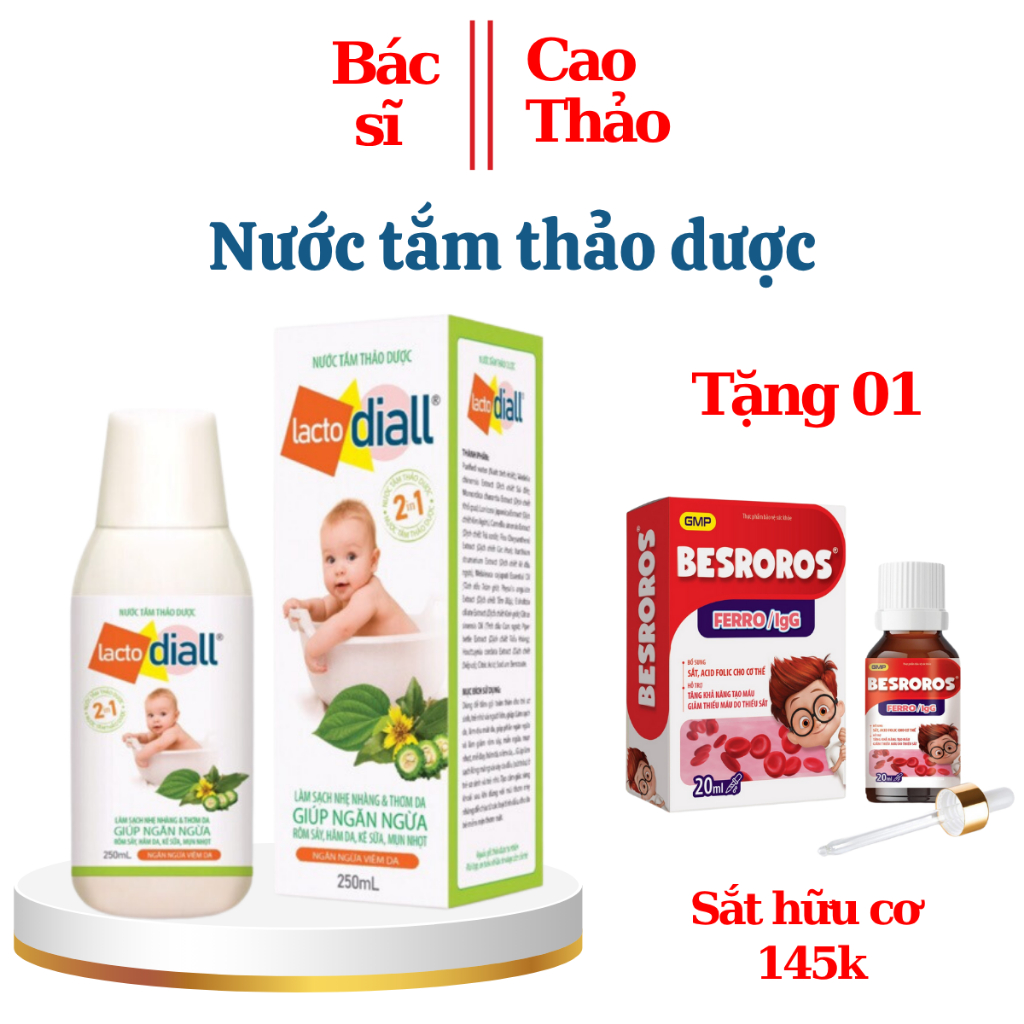 Nước Tắm Thảo Dược LactoDiall Chai 250ml - Chăm sóc da em bé