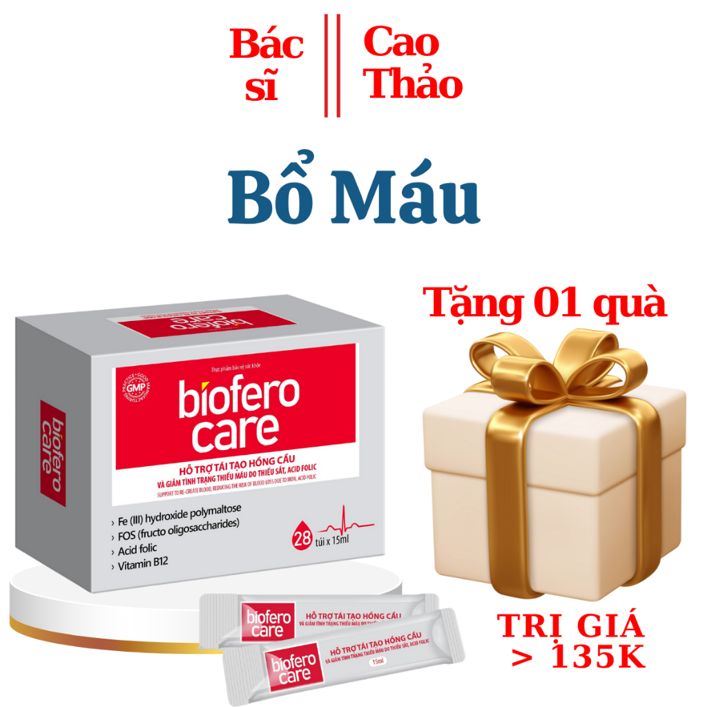 Bổ Máu Biofero Care - Sắt Bà Bầu Hỗ Trợ Tạo Hồng Cầu Hộp 28 Gói * 15 ML