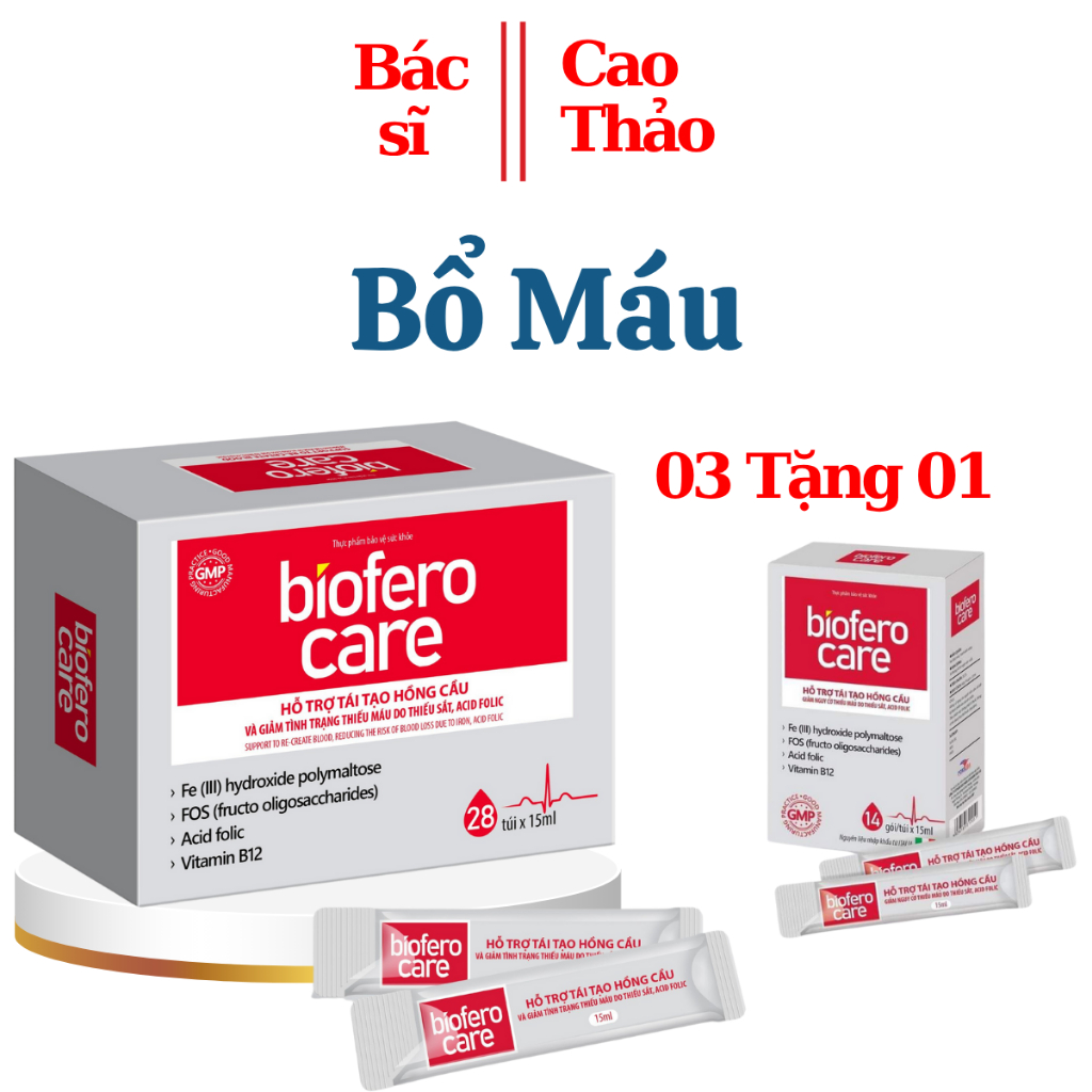 Bổ Máu Biofero Care - Sắt Bà Bầu Hỗ Trợ Tạo Hồng Cầu Hộp 28 Gói * 15 ML