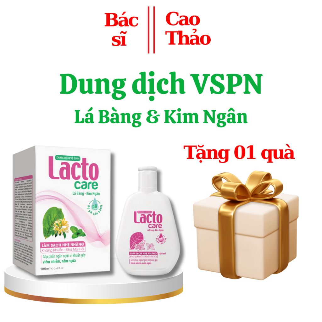 Dung Dịch Vệ Sinh Lacto Care - Chiết Xuất Từ Lá Bàng Và Kim Ngân Giúp Làm Sạch Nhẹ Nhàng, Kháng Khuẩn, Khủ Mùi Chai 100M