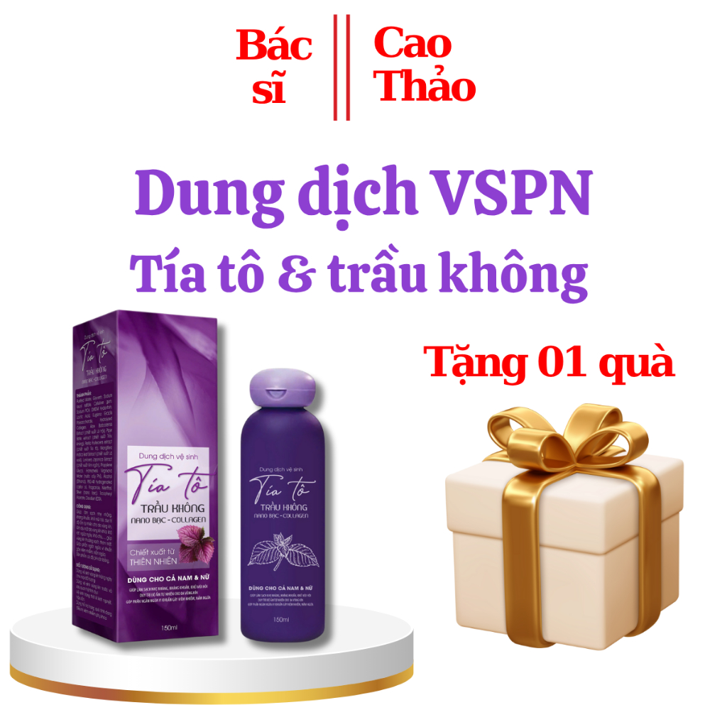 Dung Dịch Vệ Sinh Tía Tô, Trầu Không, Nano Bạc Chai Cao 150ML [ Tím Tròn ] Mã 1
