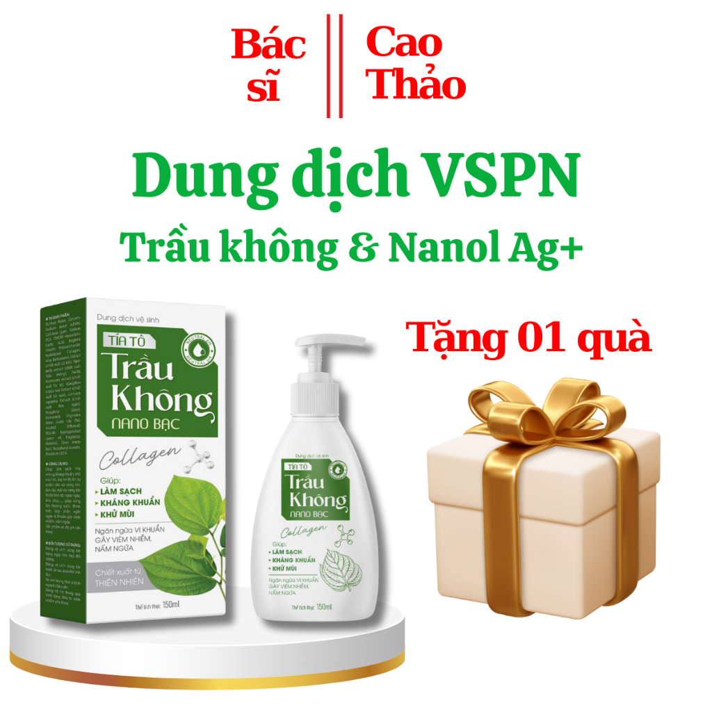 Dung Dịch Vệ Sinh Trầu Không Nano Bạc Chai 150ML [ Xanh Tam Giác ] Mã 1