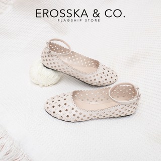 Erosska - Giày búp bê nữ lưới quai ngang kiểu dáng basic cao 2cm màu kem - EL095