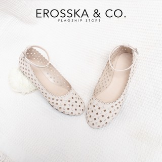 Erosska - Giày búp bê nữ lưới quai ngang kiểu dáng basic cao 2cm màu kem - EL095