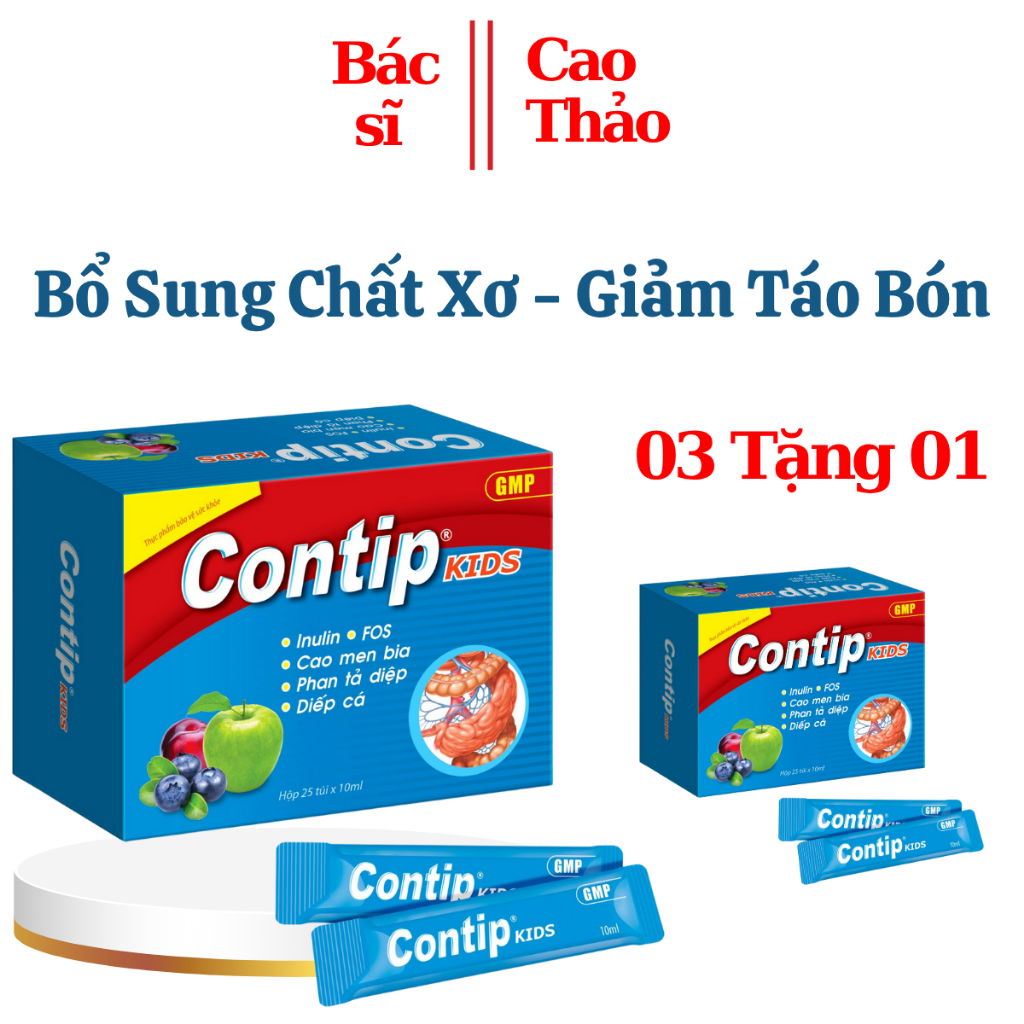 CONTIP KIDS - Bổ Sung Chất Xơ, Hỗ Trợ Nhuận Tràng, Thông Tiện, Giảm Táo Bón Hộp 15 Túi