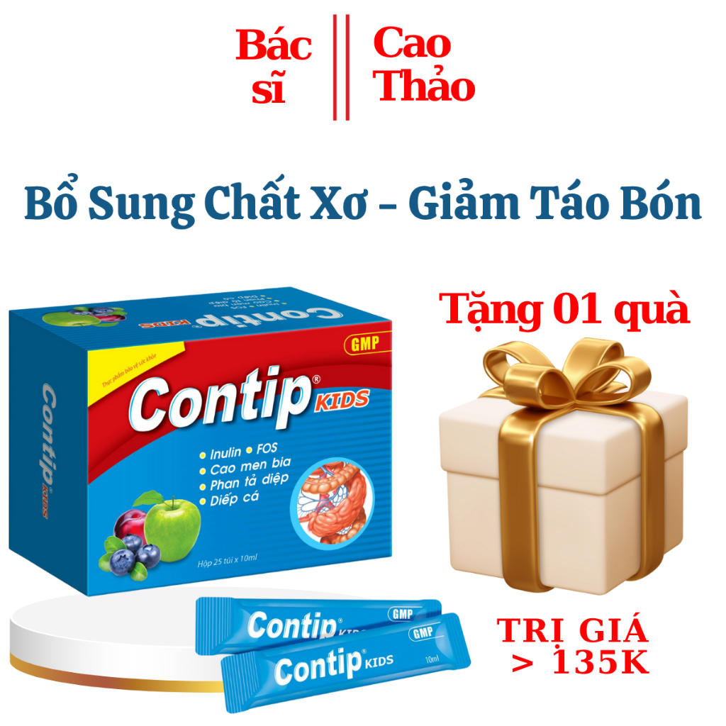CONTIP KIDS - Bổ Sung Chất Xơ, Hỗ Trợ Nhuận Tràng, Thông Tiện, Giảm Táo Bón Hộp 15 Túi
