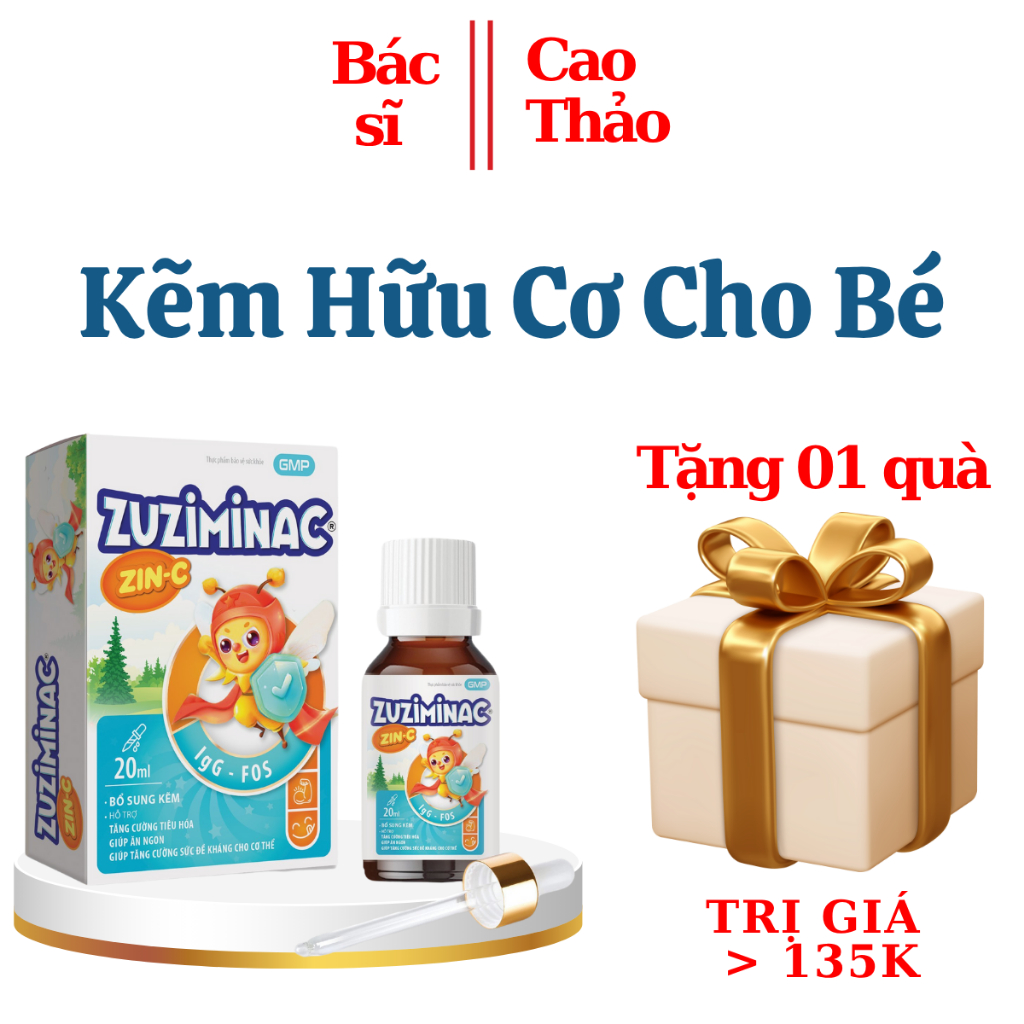 Zuziminac - Kẽm Nhỏ Giọt Vị Dưa Gang, Hỗ Trợ Tăng Đề Kháng Cho Bé Lọ 20ML