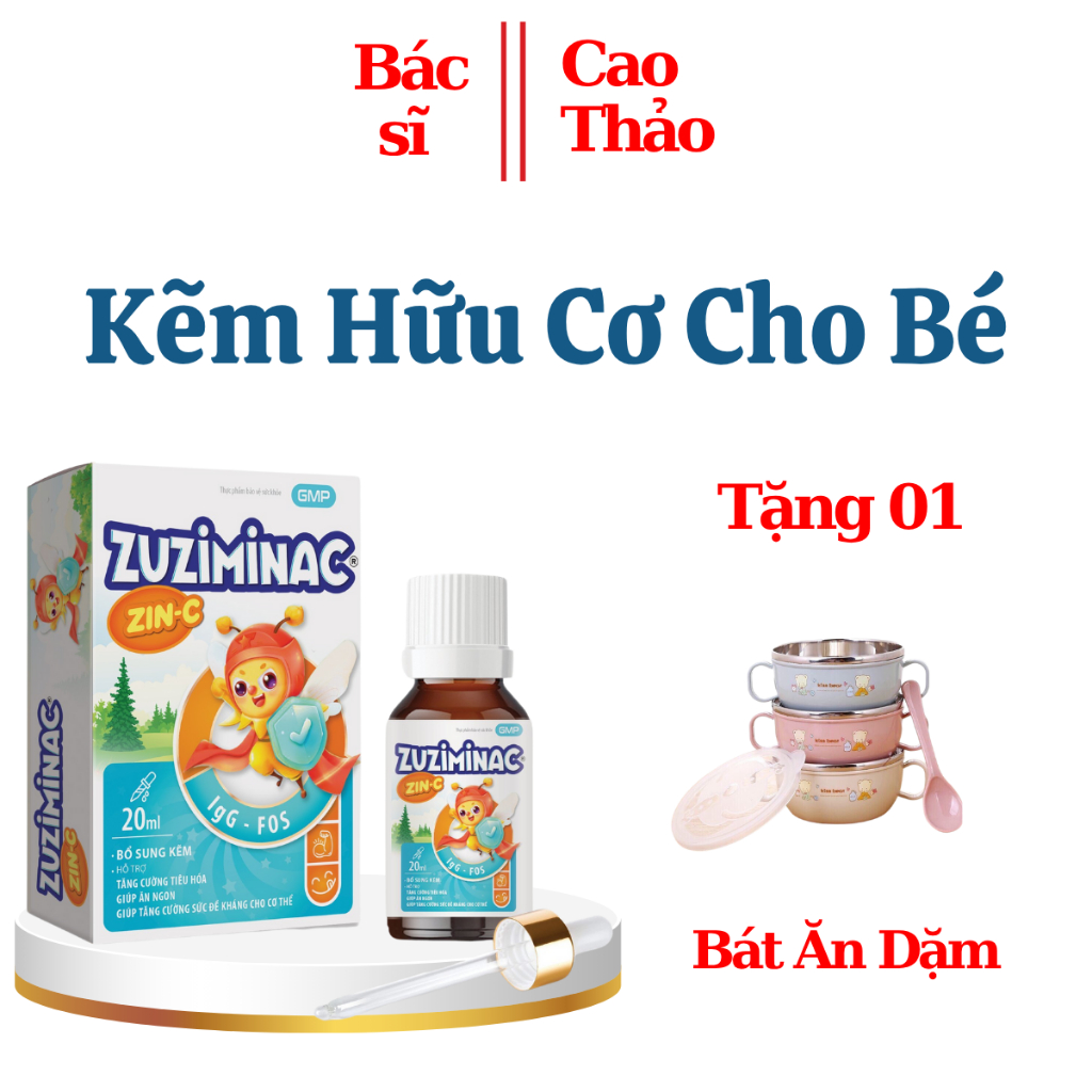 Zuziminac - Kẽm Nhỏ Giọt Vị Dưa Gang, Hỗ Trợ Tăng Đề Kháng Cho Bé Lọ 20ML