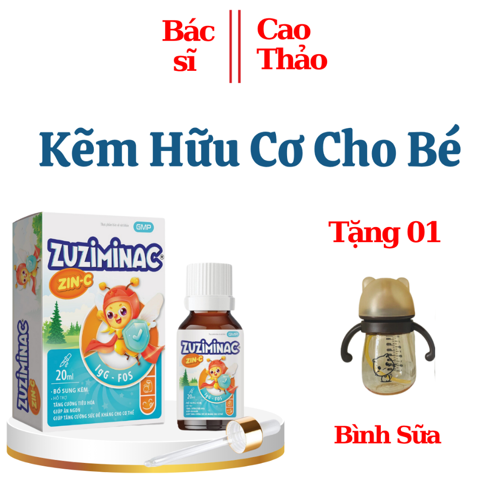 Zuziminac - Kẽm Nhỏ Giọt Vị Dưa Gang, Hỗ Trợ Tăng Đề Kháng Cho Bé Lọ 20ML