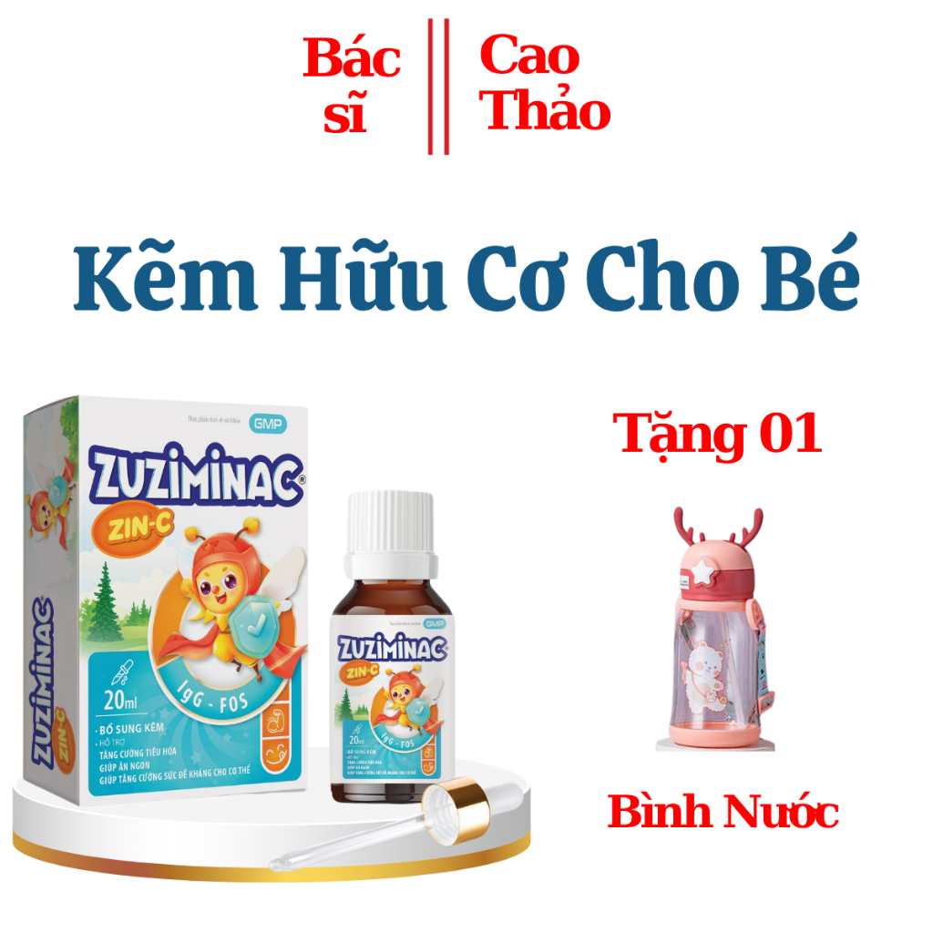 Zuziminac - Kẽm Nhỏ Giọt Vị Dưa Gang, Hỗ Trợ Tăng Đề Kháng Cho Bé Lọ 20ML