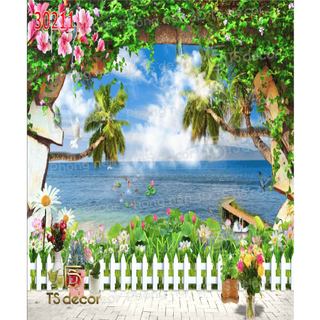 Phông NỀN backGround Studio Chụp ảnh bãi biển, hoàng hôn, cát trắng mới