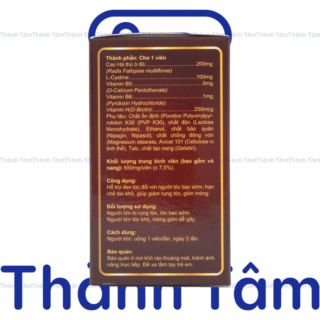 Viên uống đen tóc Hà Thủ Ô Roxtech bổ sung l cystine giảm rụng tóc, bạc tóc, giúp tóc chắc khỏe, đen bóng-  Hộp 30 viên