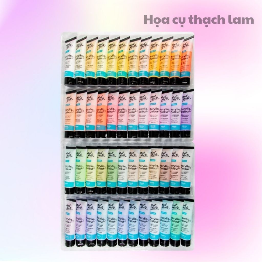 Set Màu Acrylic Pastel Mont Marte – Bộ 12/18 /24/36/48 MàuTông Màu Pastel Dễ Thương Họa Cụ Thạch Lam