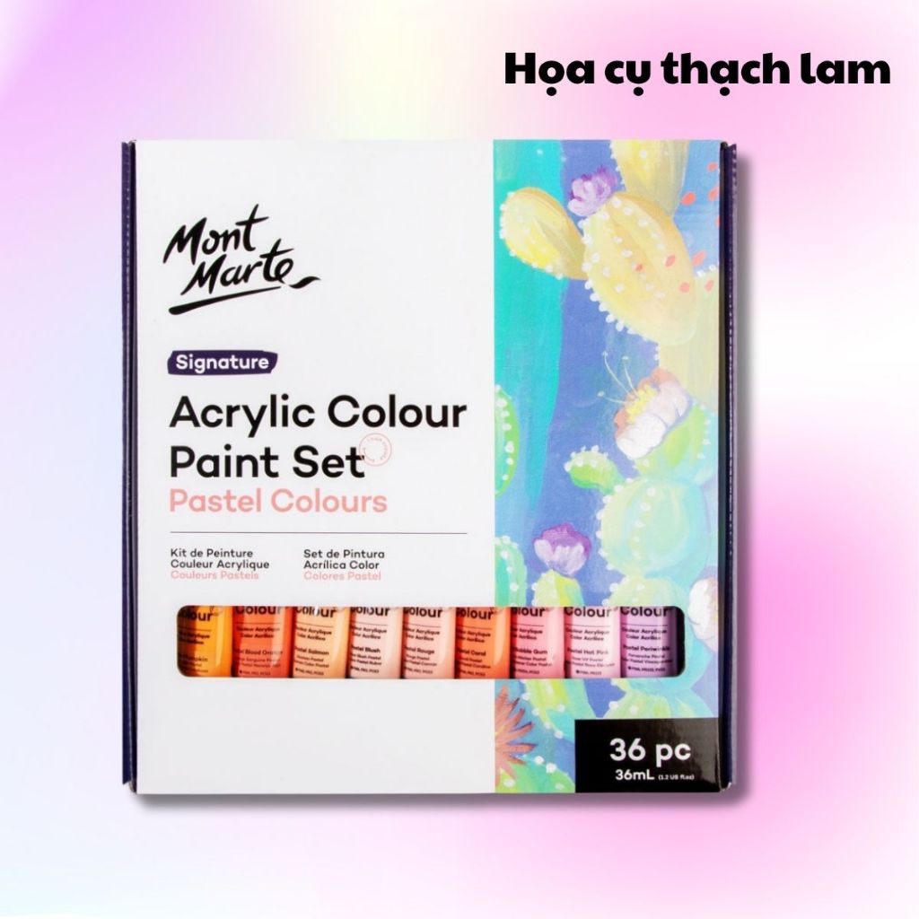 Set Màu Acrylic Pastel Mont Marte – Bộ 12/18 /24/36/48 MàuTông Màu Pastel Dễ Thương Họa Cụ Thạch Lam