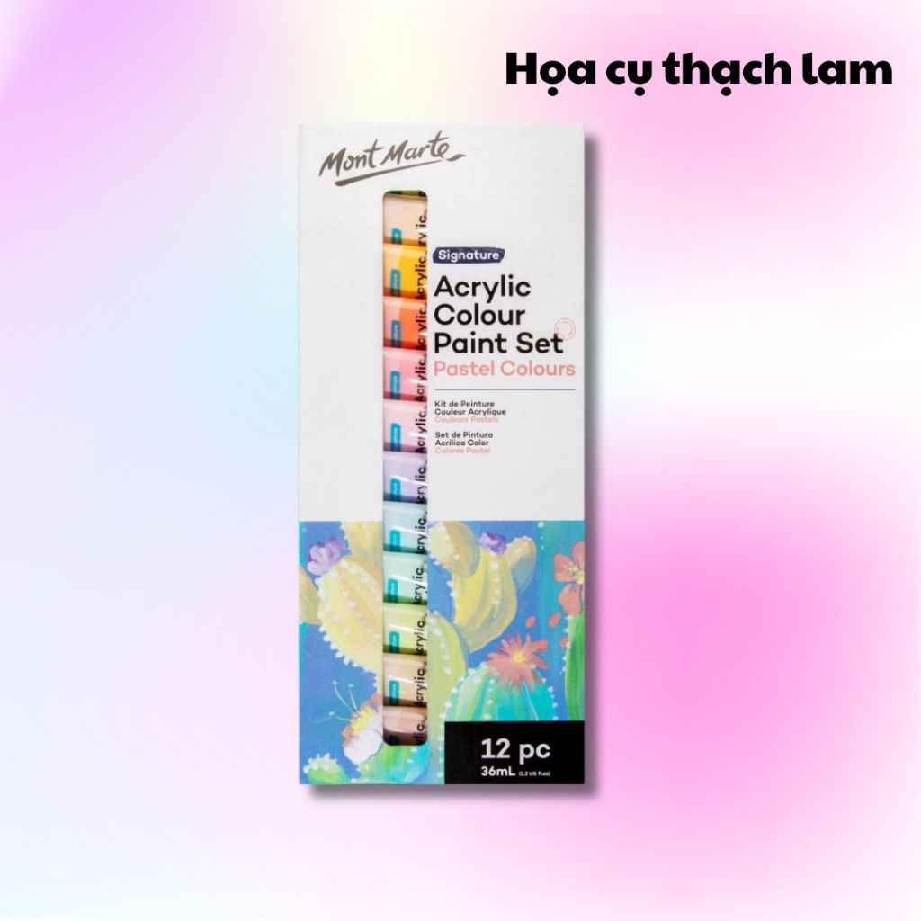 Set Màu Acrylic Pastel Mont Marte – Bộ 12/18 /24/36/48 MàuTông Màu Pastel Dễ Thương Họa Cụ Thạch Lam