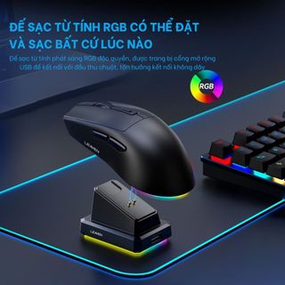Chuột không dây - Chuột Bluetooth Leaven X3 Chip PRO-Chuột Bluetooth Có Dock Sạc- LED Rgb-1600 DPI Siêu nhẹ-BH12T
