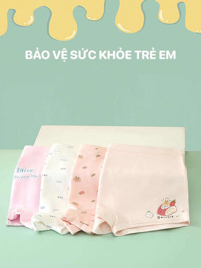Quần Lót Đùi Bé Gái BETOP, Quần Chip Trẻ Em Gái Chất Cotton Kháng Khuẩn 7A Mềm Mịn, Thoáng Khí Cho Bé 8-48kg NT743