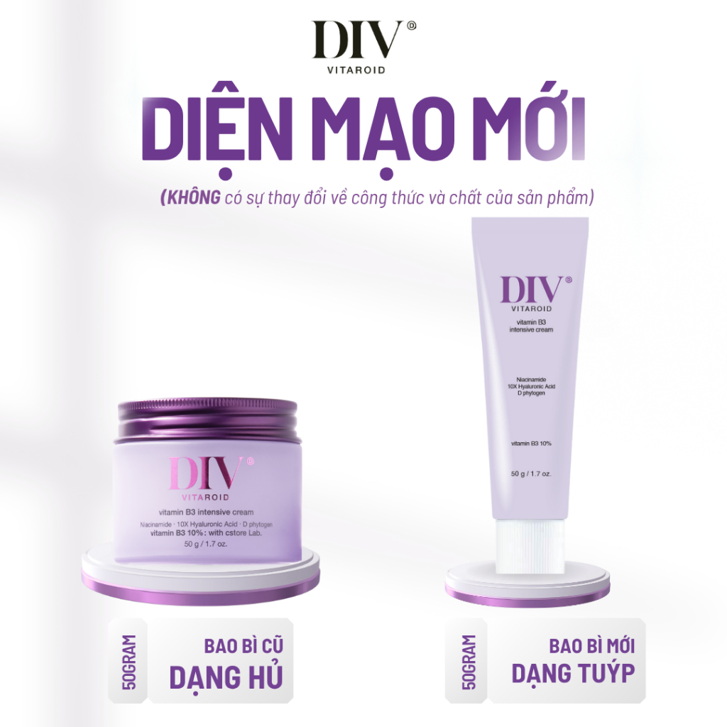 [DIV VN] Kem Dưỡng Sáng DIV Vitamin B3 Hỗ Trợ Cấp Ẩm Sáng Bóng Làm Đều Màu Da 50gram | BigBuy360 - bigbuy360.vn