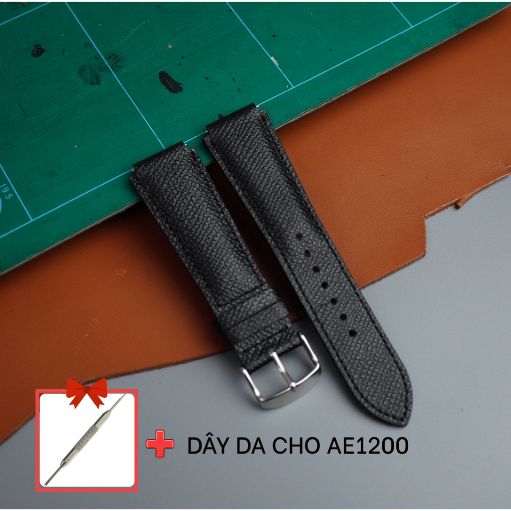DÂY DA BÒ VÂN EPSOM CHO ĐỒNG HỒ CASIO AE1200, MASERATI- THƯƠNG HIỆU VÍ DA SAGO