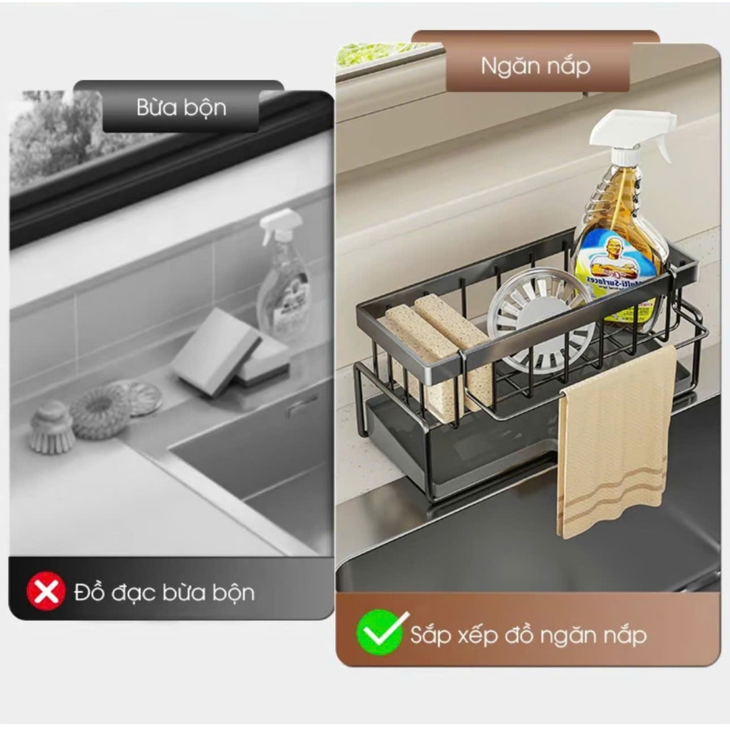 [FREE SHIP] Kệ để đồ rửa chén bát, Giá đựng đồ rửa bát chất liệu sơn tĩnh điện, Kệ đựng khay hứng nước + Tặng Khăn lau | BigBuy360 - bigbuy360.vn