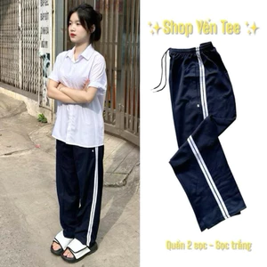 Quần 3 sọc đồng phục nam nữ cấp 2 cấp 3 , quần đi học Yến Tee #1004