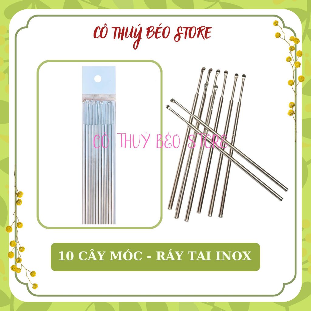 [10 Cây] 1 Vỉ 10 Cây Móc Tai Inox, Dụng Cụ Lấy Ráy Tai Bằng Thép Không ...