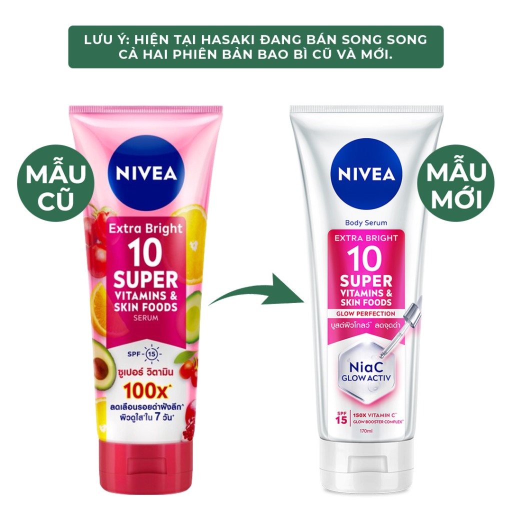 [MEGA 7.7|15H-16H] Serum Dưỡng Thể Nivea Sáng Da Mờ Thâm Nám Extra Bright 10 Super Vitamins Hasaki