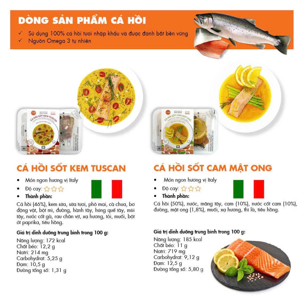 Cá hồi sốt Kem Tuscan INMIN FOOD - Món ăn hải sản tiện lợi, thơm ngon cho mọi người 220g