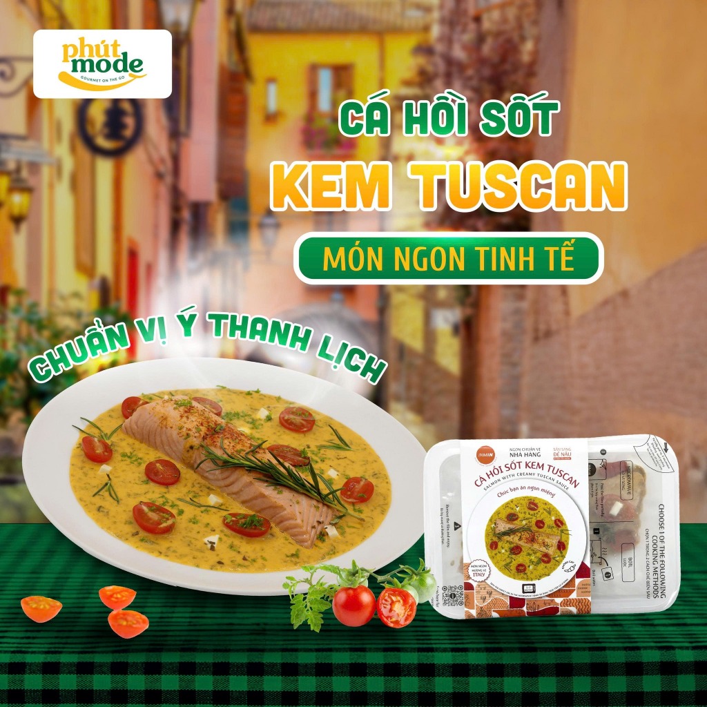 Cá hồi sốt Kem Tuscan INMIN FOOD - Món ăn hải sản tiện lợi, thơm ngon cho mọi người 220g