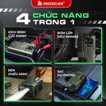 BƠM LỐP KÍCH BÌNH Ô TÔ V3 PRO 20.000mAh 4in1 Medicar - Tích hợp đèn chiếu sáng mạnh mẽ, công suất cao, an toàn sử dụng — ảnh 2
