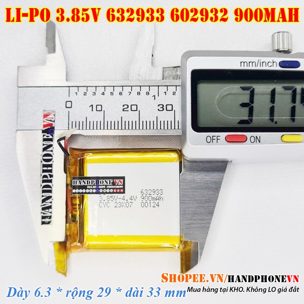 Pin Li-Po 3.85V 632933 602932 900mAh (Li-Polyme) cho Smartwatch, Đồng ...